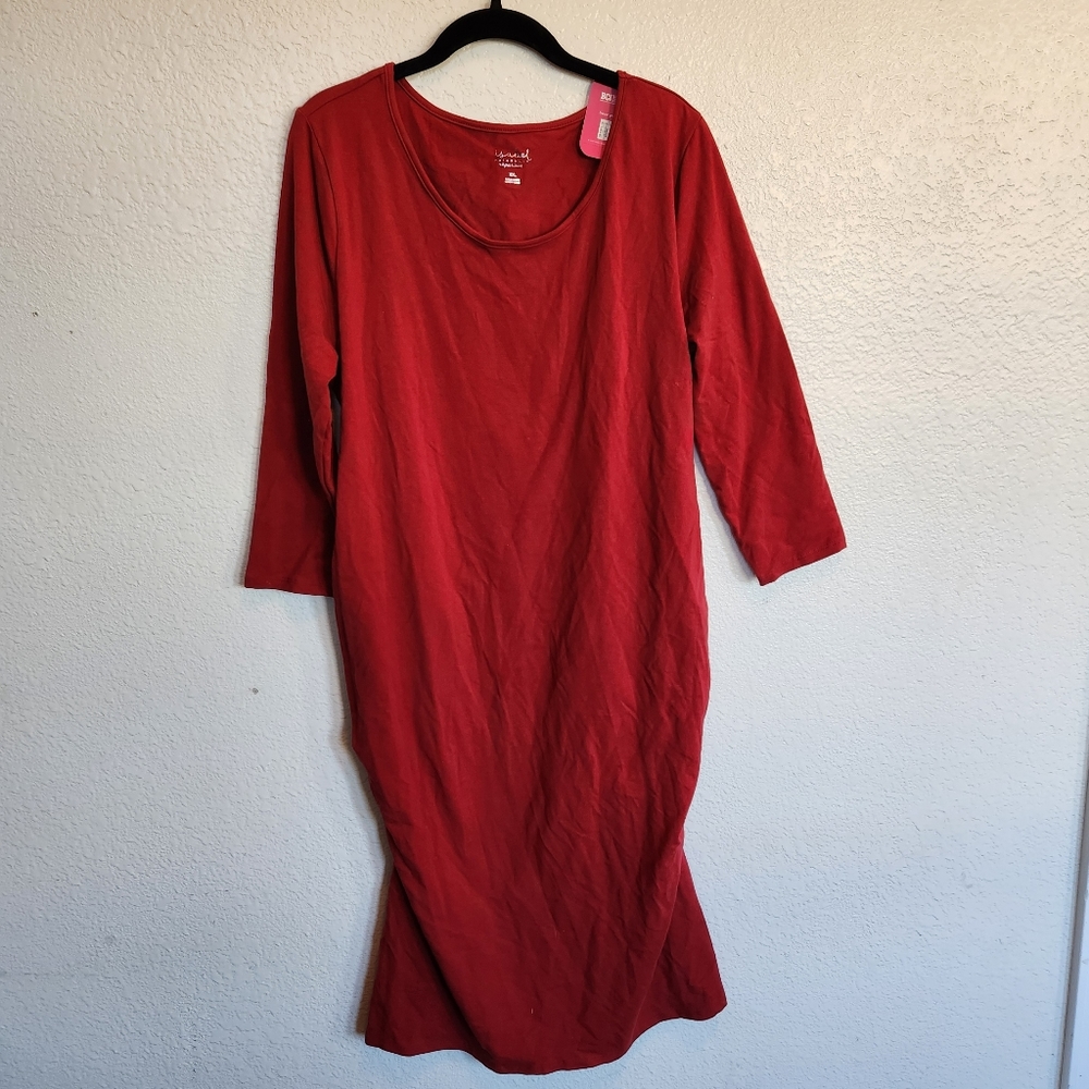 Isabel Maternity by Ingrid and Isabel Red Fitted T-Shirt Dress